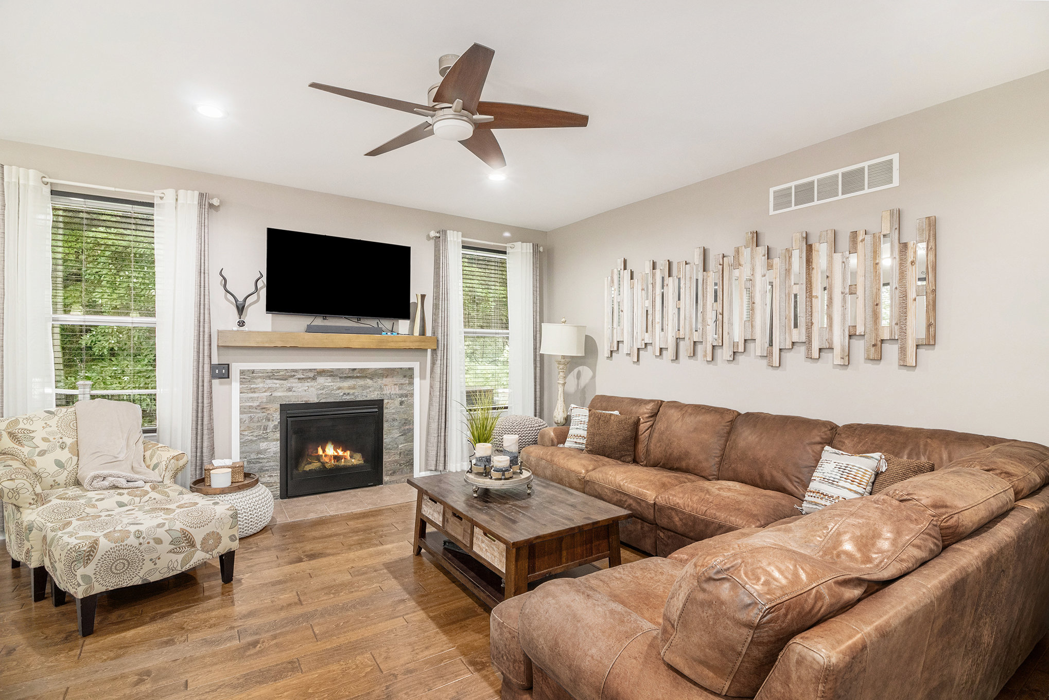 Cozy living room with fireplace